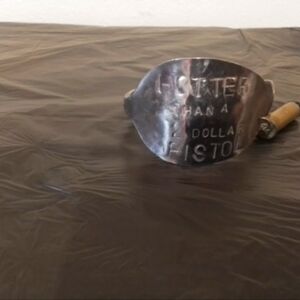 Handmade Silverplate Spoon Bracelet w/Emerald Rhinestone Bullet Charm Preowned